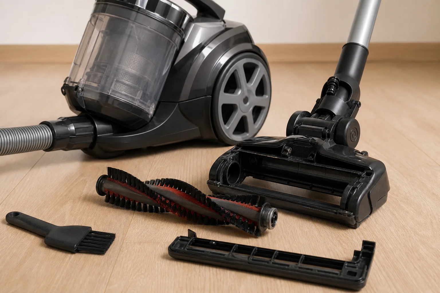 Staubsauger ohne Beutel Buerstenrollen wechseln und pflegen: Anleitung